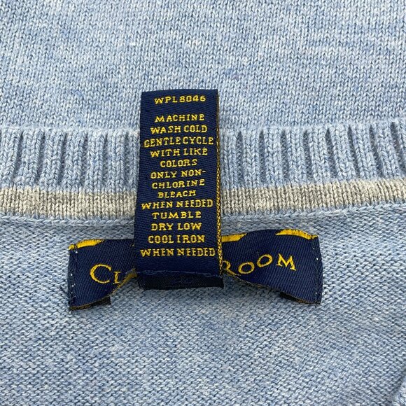 Club Room V-Neck Blue & Gray Argyle Sweater Vest Ribbed Trim Mens Medium - Picture 4 of 4